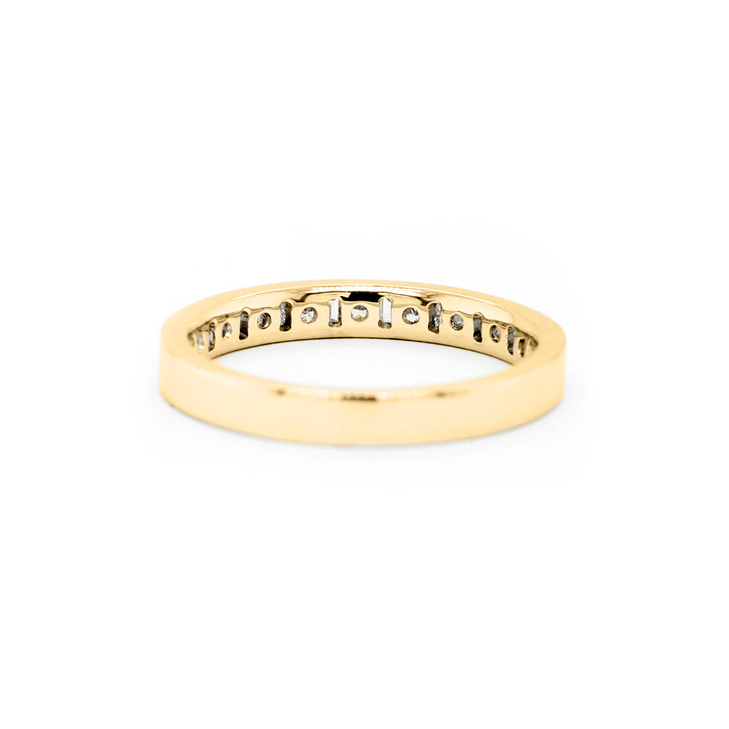 18K Gold Half Eternity Stackable Anniversary Band with 19 Exquisite Stones