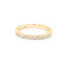 14K Gold 17 Diamonds Half Eternity Stackable Band