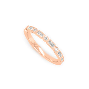 14K Gold 17 Diamonds Half Eternity Stackable Band