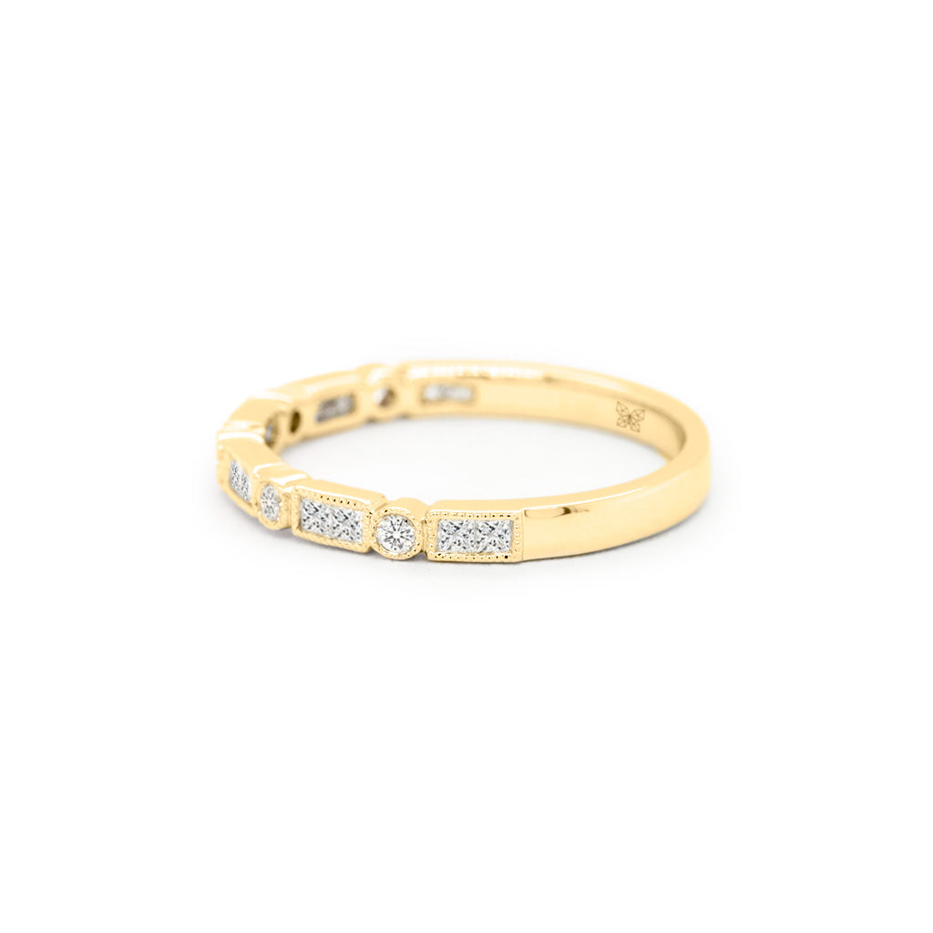 14K Gold 17 Diamonds Half Eternity Stackable Band