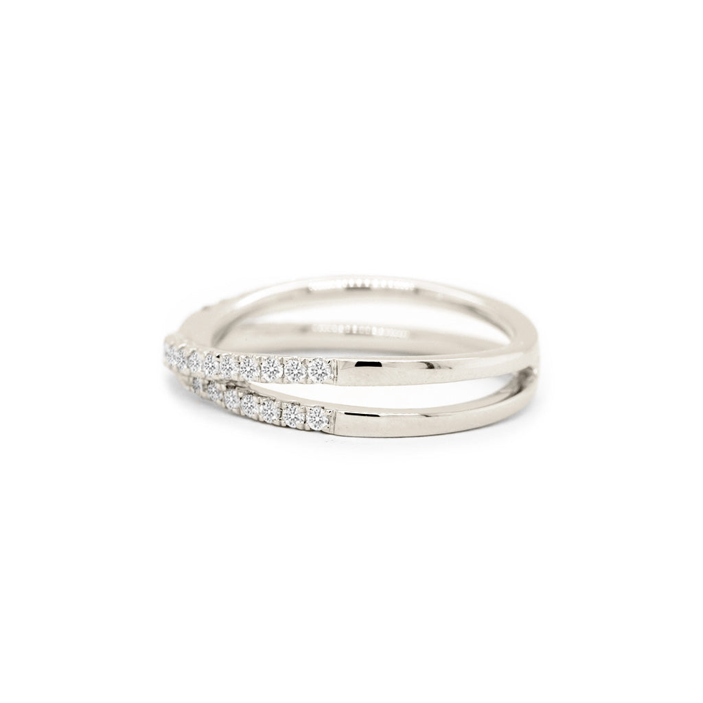 18K Gold 35 Diamonds Half Eternity Stackable Anniversary Band