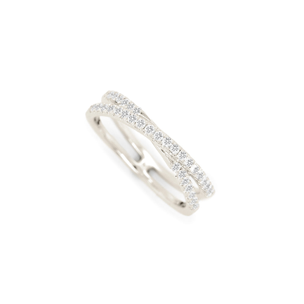 18K Gold 35 Diamonds Half Eternity Stackable Anniversary Band