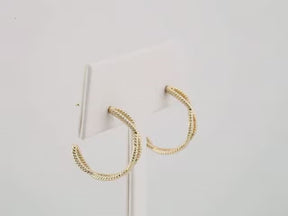 14K Gold Rope Hoop Earrings