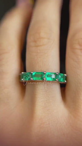 6.48 CT Emerald East-West Set Eternity Band in 14k Gold