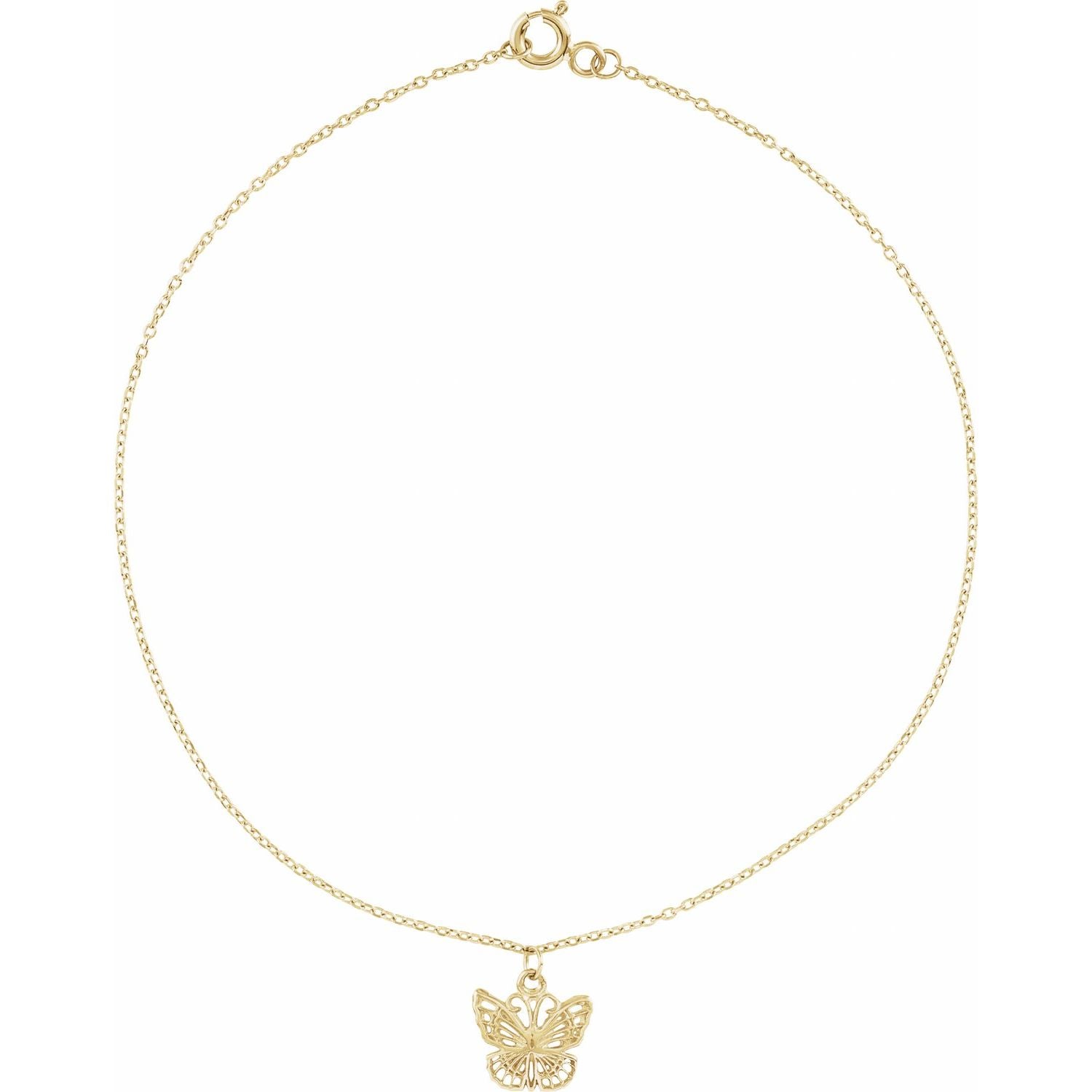 14K Gold Butterfly Anklet