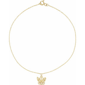 14K Gold Butterfly Anklet