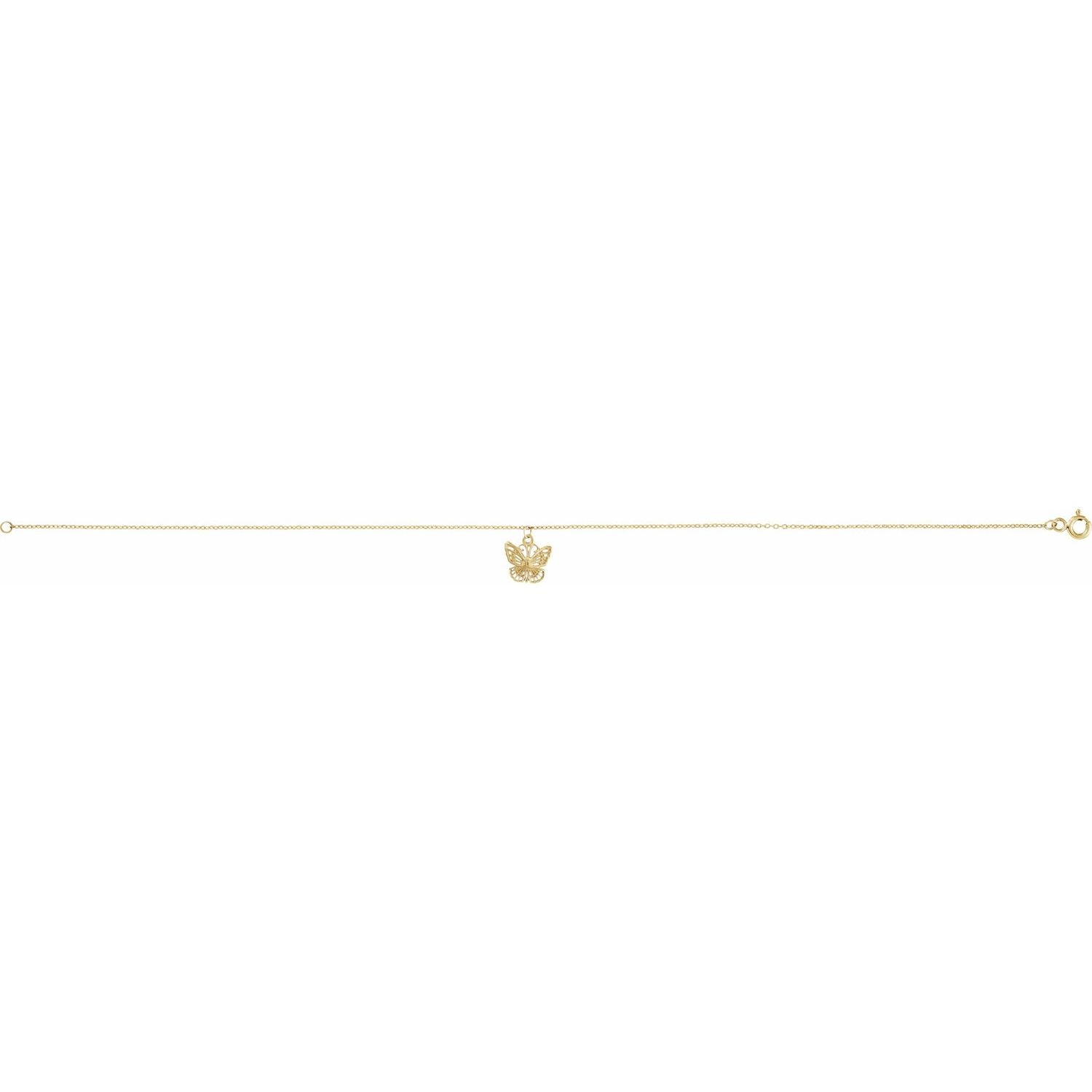 14K Gold Butterfly Anklet