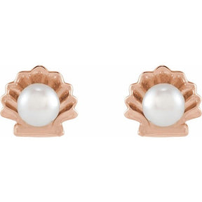 Ariel Pearl Scalloped Sea Shell Earrings