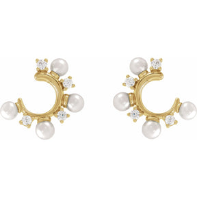 Lula 珍珠钻石圈形耳环