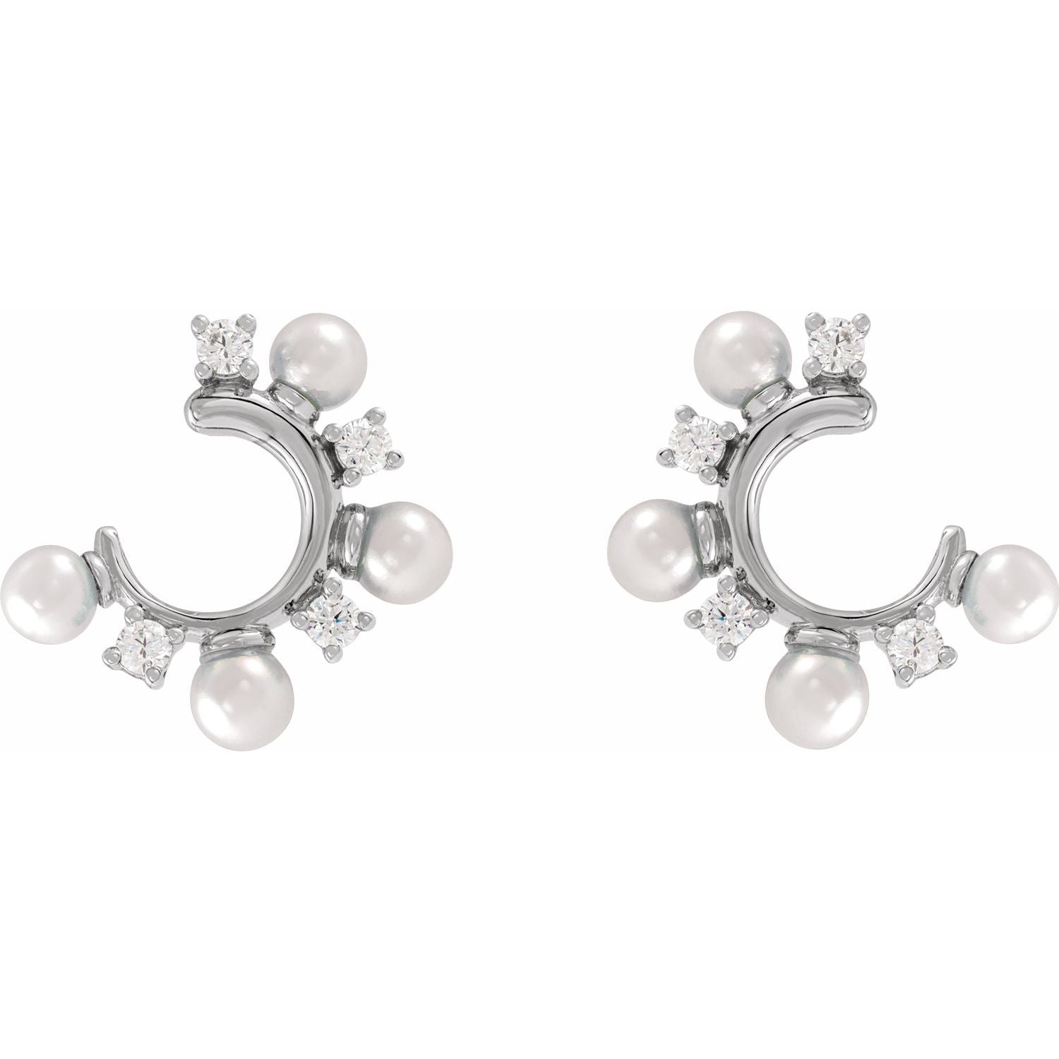 Lula Pearl and Diamond Hoop Earrings