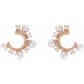 Lula 珍珠钻石圈形耳环
