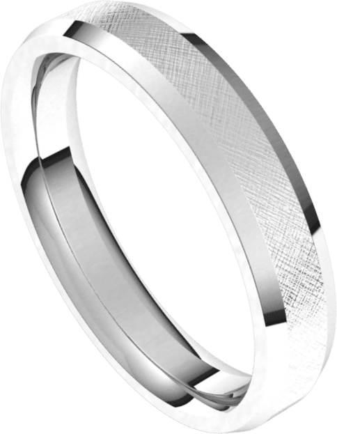 4mm Flat Beveled Edge Florentine Finish Comfort Fit Wedding Ring