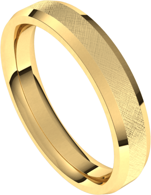 4mm Flat Beveled Edge Florentine Finish Comfort Fit Wedding Ring