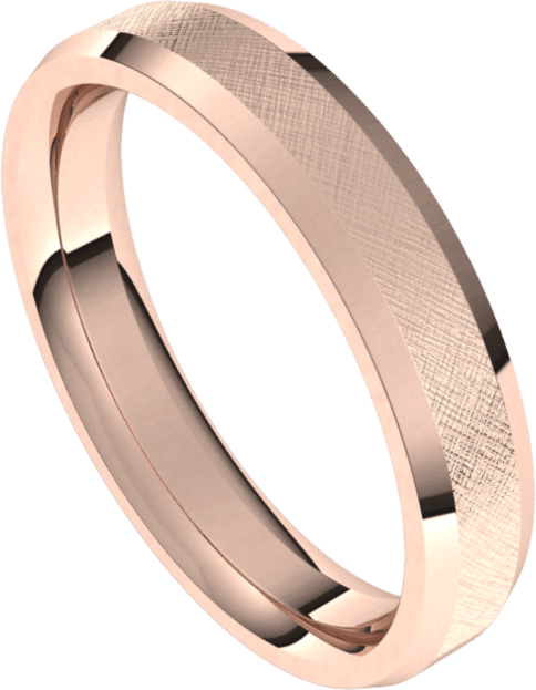 4mm Flat Beveled Edge Florentine Finish Comfort Fit Wedding Ring
