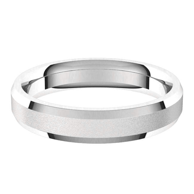 4mm Flat Beveled Edge Bead Blast Matte Finish Comfort Fit Wedding Ring