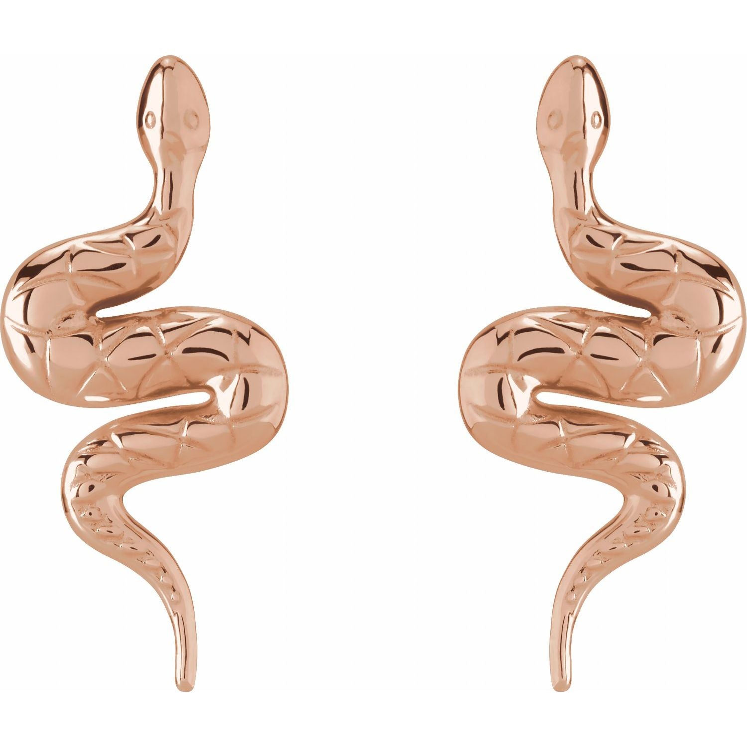 14K Gold Pair Snake Friction Back Earring