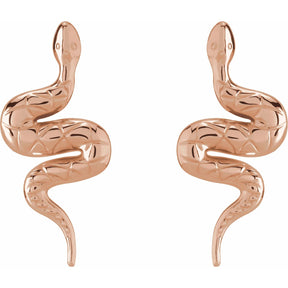 14K Gold Pair Snake Friction Back Earring