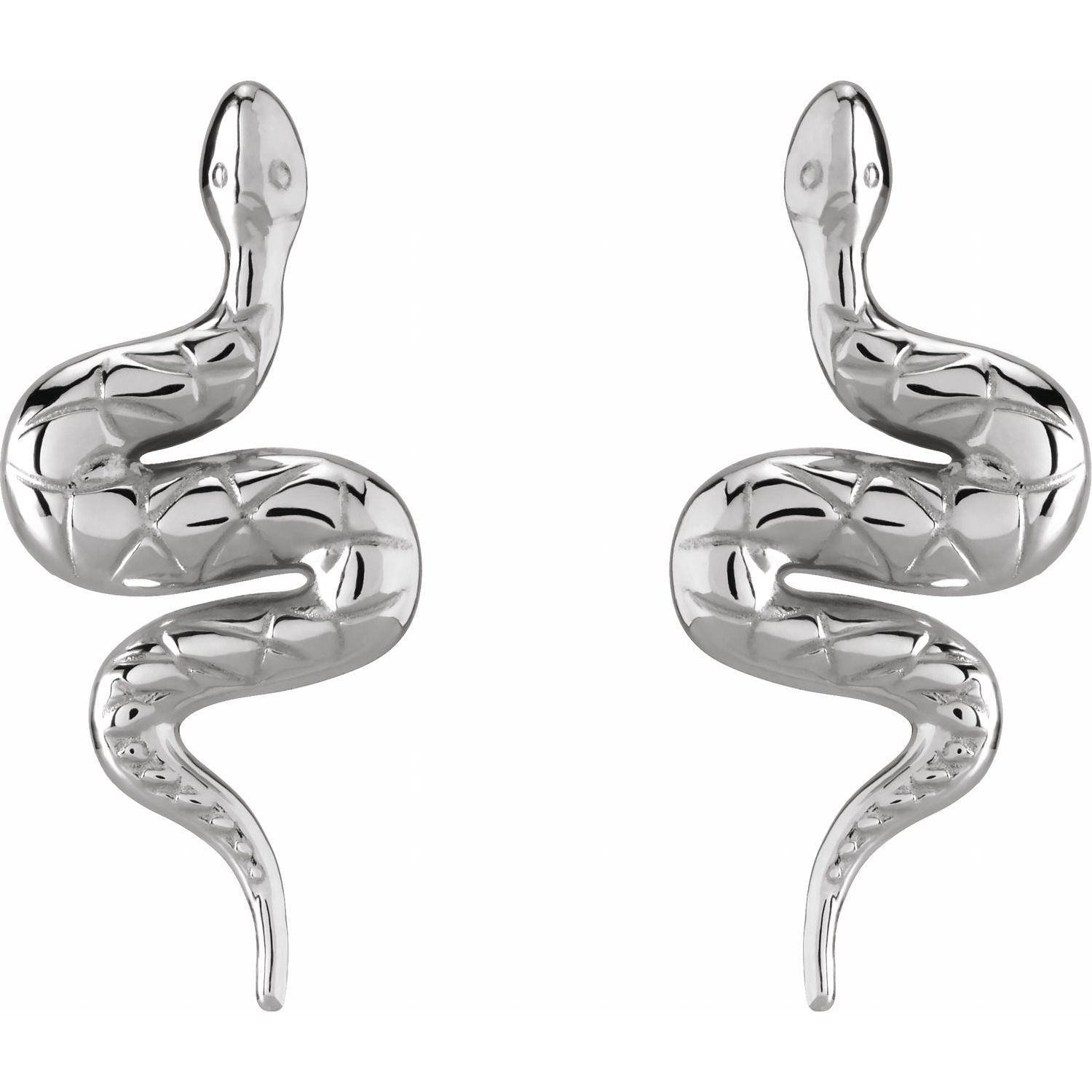 14K Gold Pair Snake Friction Back Earring