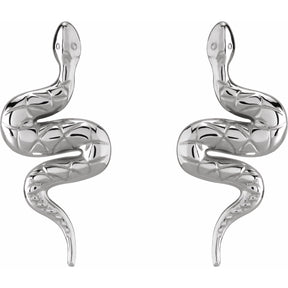 14K Gold Pair Snake Friction Back Earring