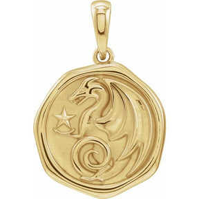 14K Gold Spirit Animal Pendant - Choose Your Design: Dragon, Moth, or Wolf