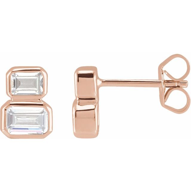 14K Gold Lab-Grown Diamond Two-Stone Stud Earrings