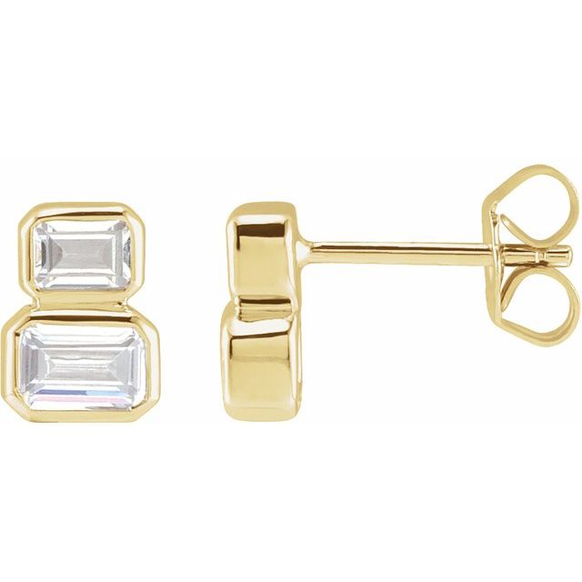 14K Gold Lab-Grown Diamond Two-Stone Stud Earrings