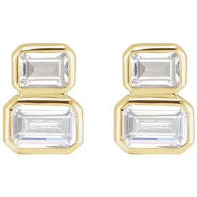 14K Gold Lab-Grown Diamond Two-Stone Stud Earrings