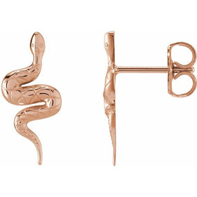 14K Gold Pair Snake Friction Back Earring