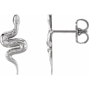 14K Gold Pair Snake Friction Back Earring