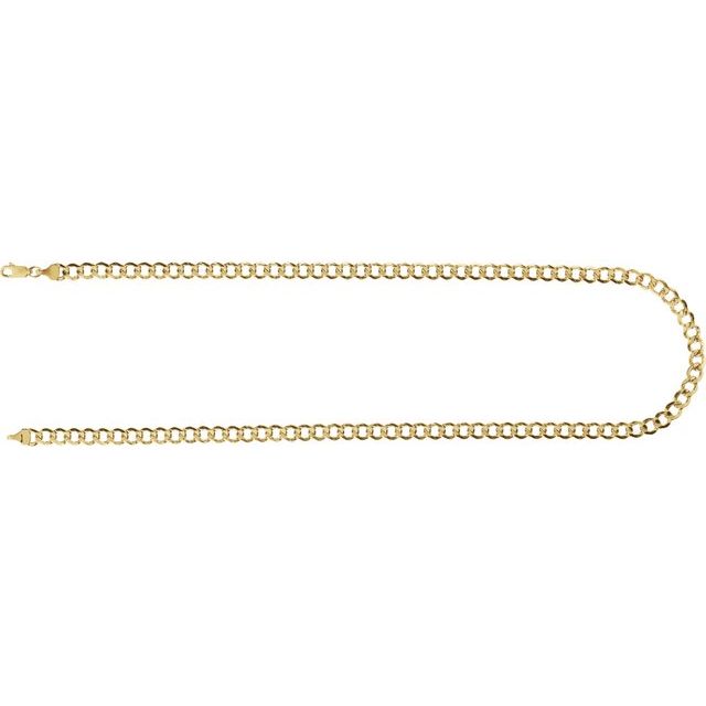 14K Gold 5.3 mm Hollow Curb Chain