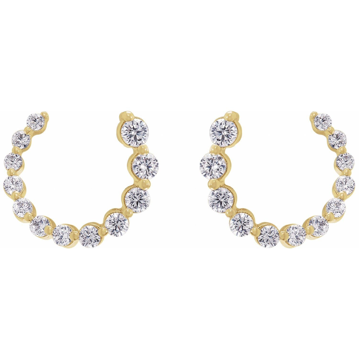 14K Gold Diamond Front-Back Earrings