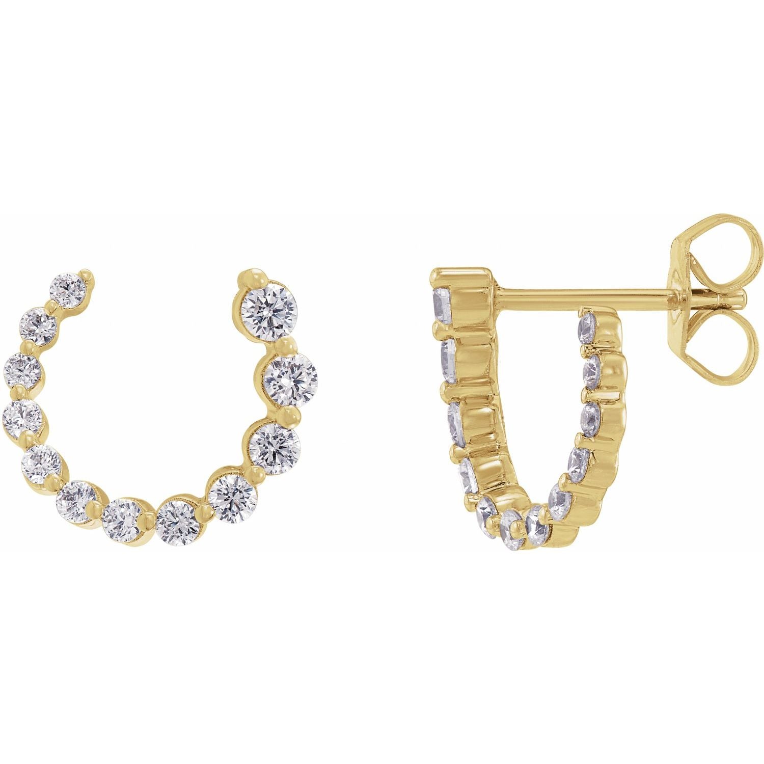 14K Gold Diamond Front-Back Earrings