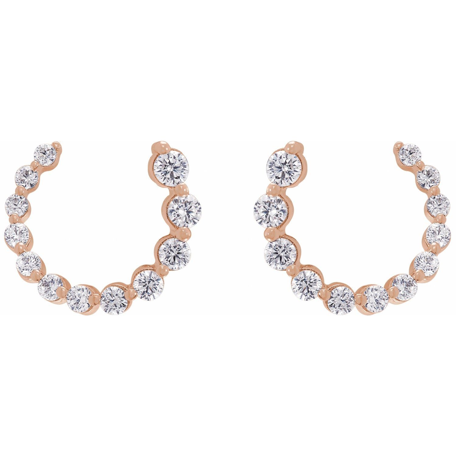 14K Gold Diamond Front-Back Earrings