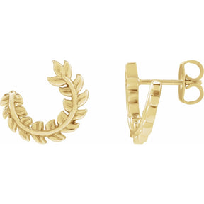 14K Gold Floral Hoop Earring