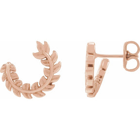 14K Gold Floral Hoop Earring