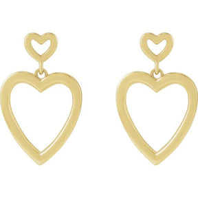 14K Gold Dangle Heart Earring