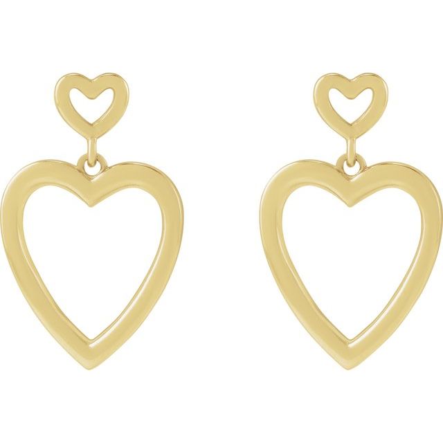 14K Gold Dangle Heart Earring