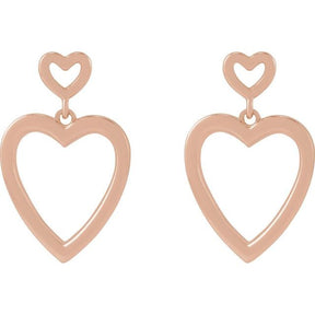 14K Gold Dangle Heart Earring