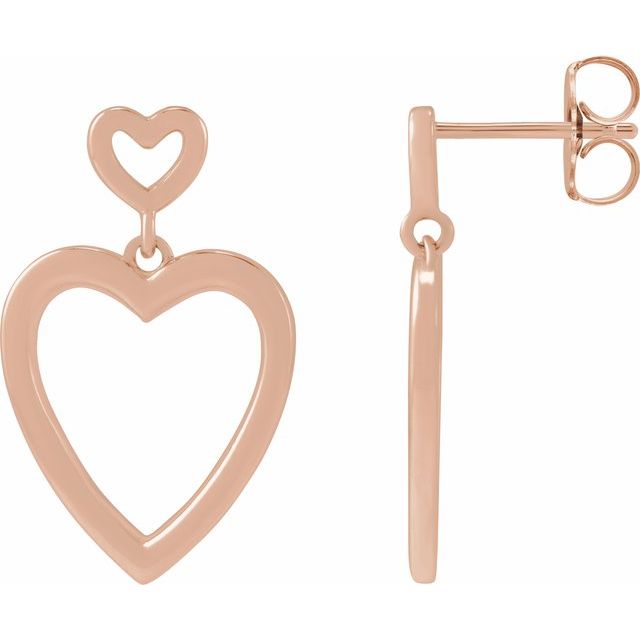 14K Gold Dangle Heart Earring