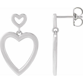 14K Gold Dangle Heart Earring