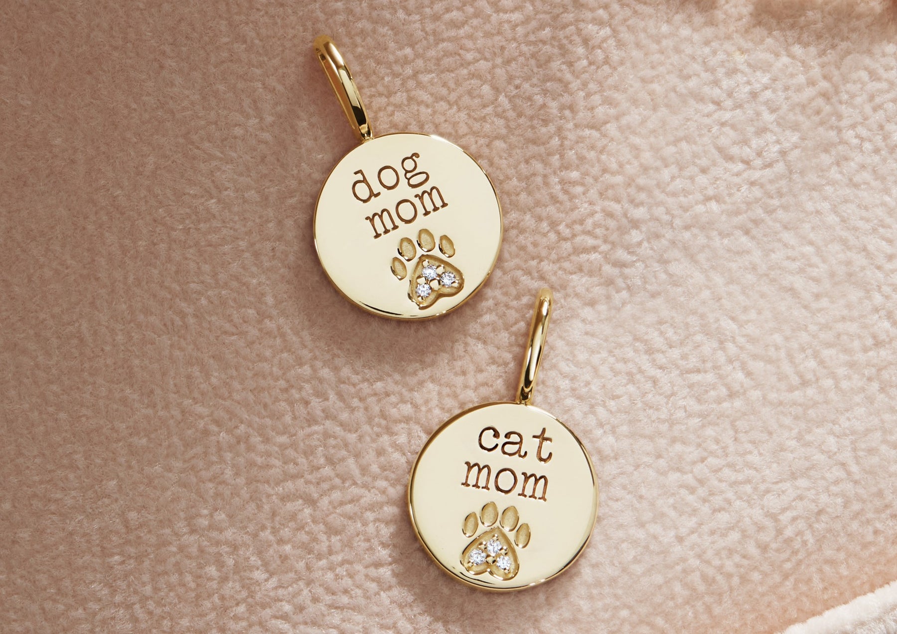 Cat Mom Paw Diamond Charm