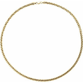 14K Yellow 3.25 mm Hollow Palma Wheat 7" Chain