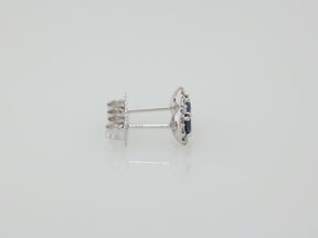 Ella Blue Sapphire Halo Diamond Earrings