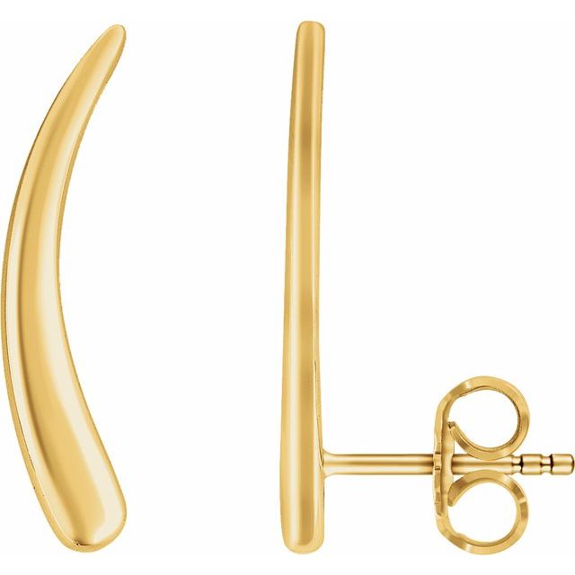 14K Gold Curved Ear Climbers