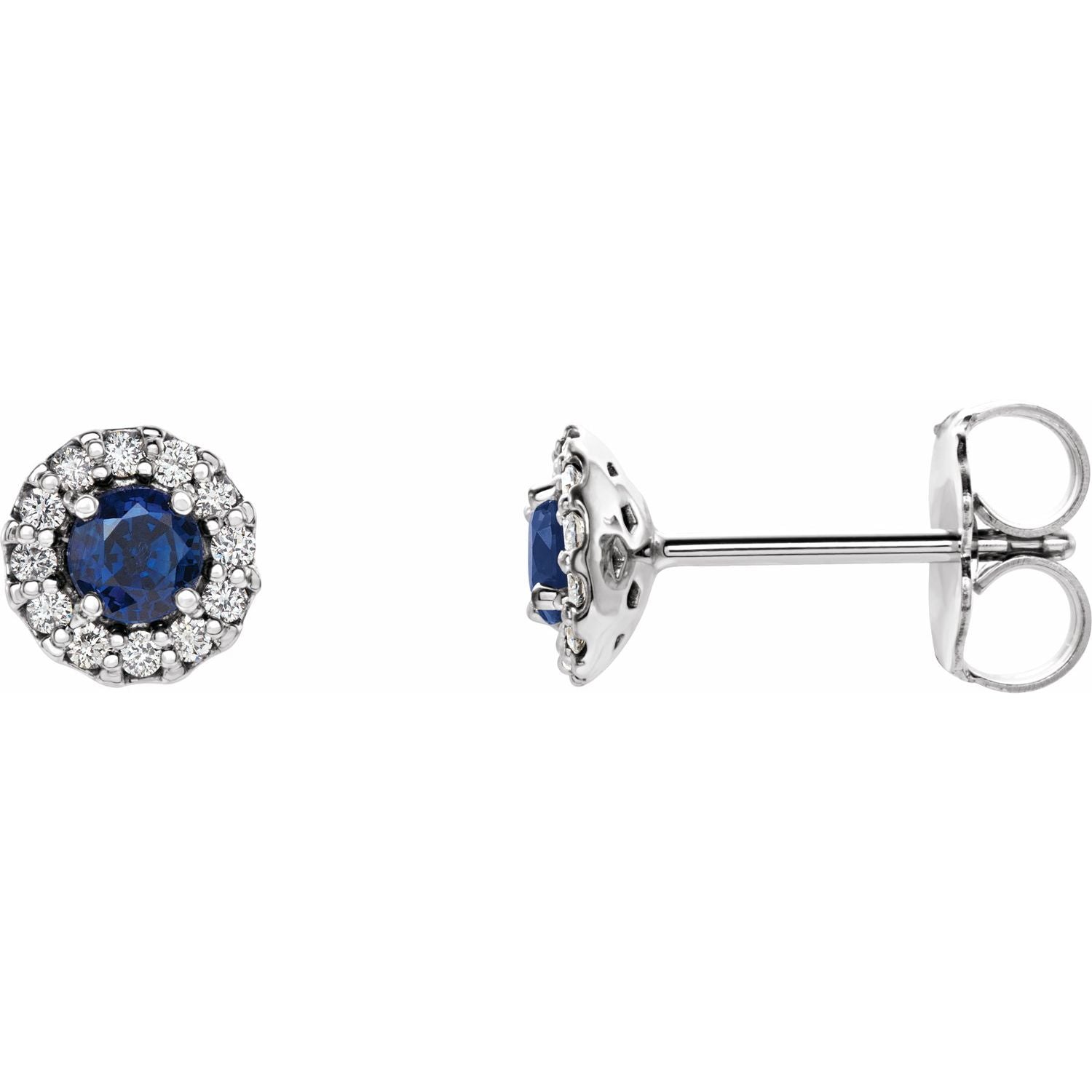 Ella Blue Sapphire Halo Diamond Earrings