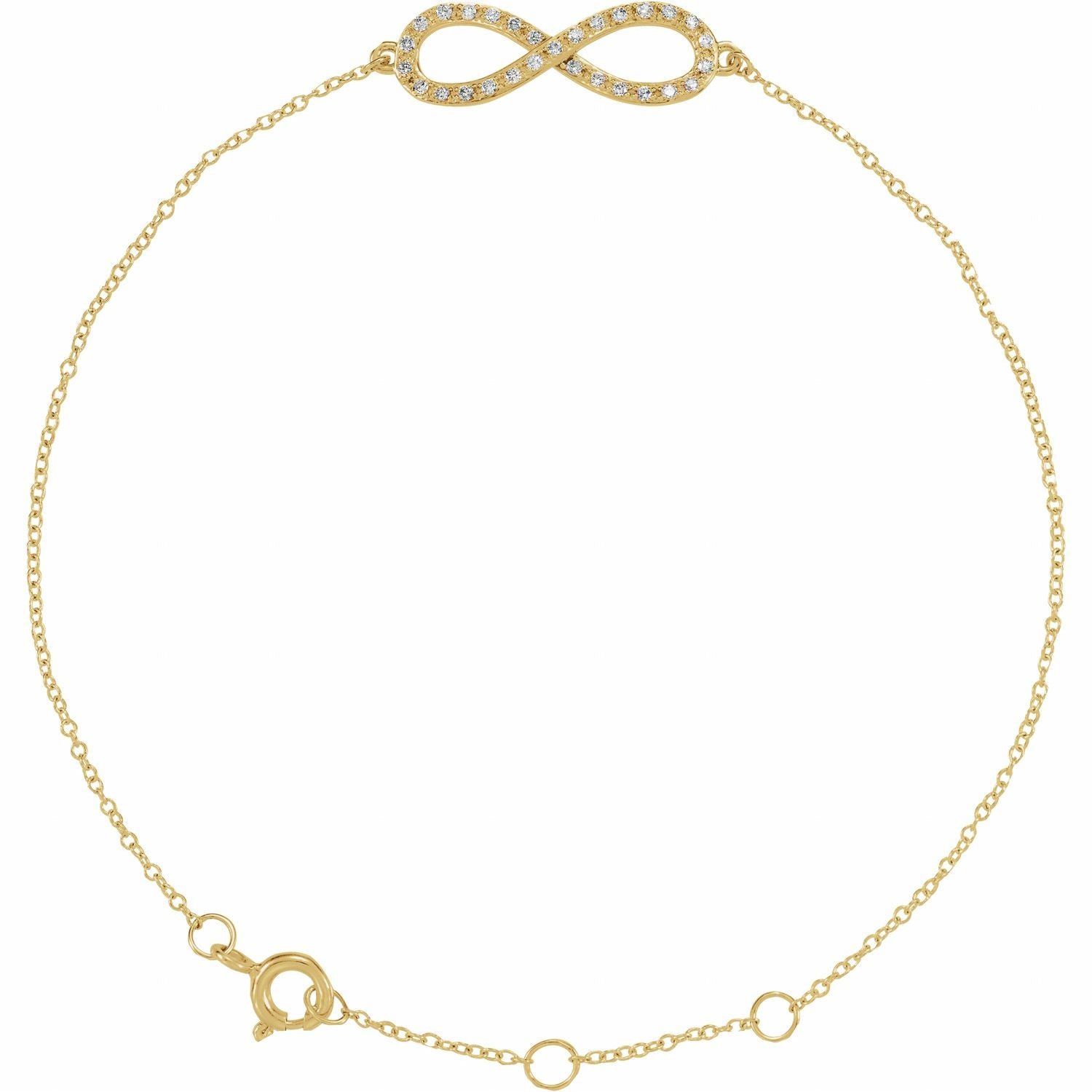 14K Gold Natural Diamond Infinity-Inspired Bracelet