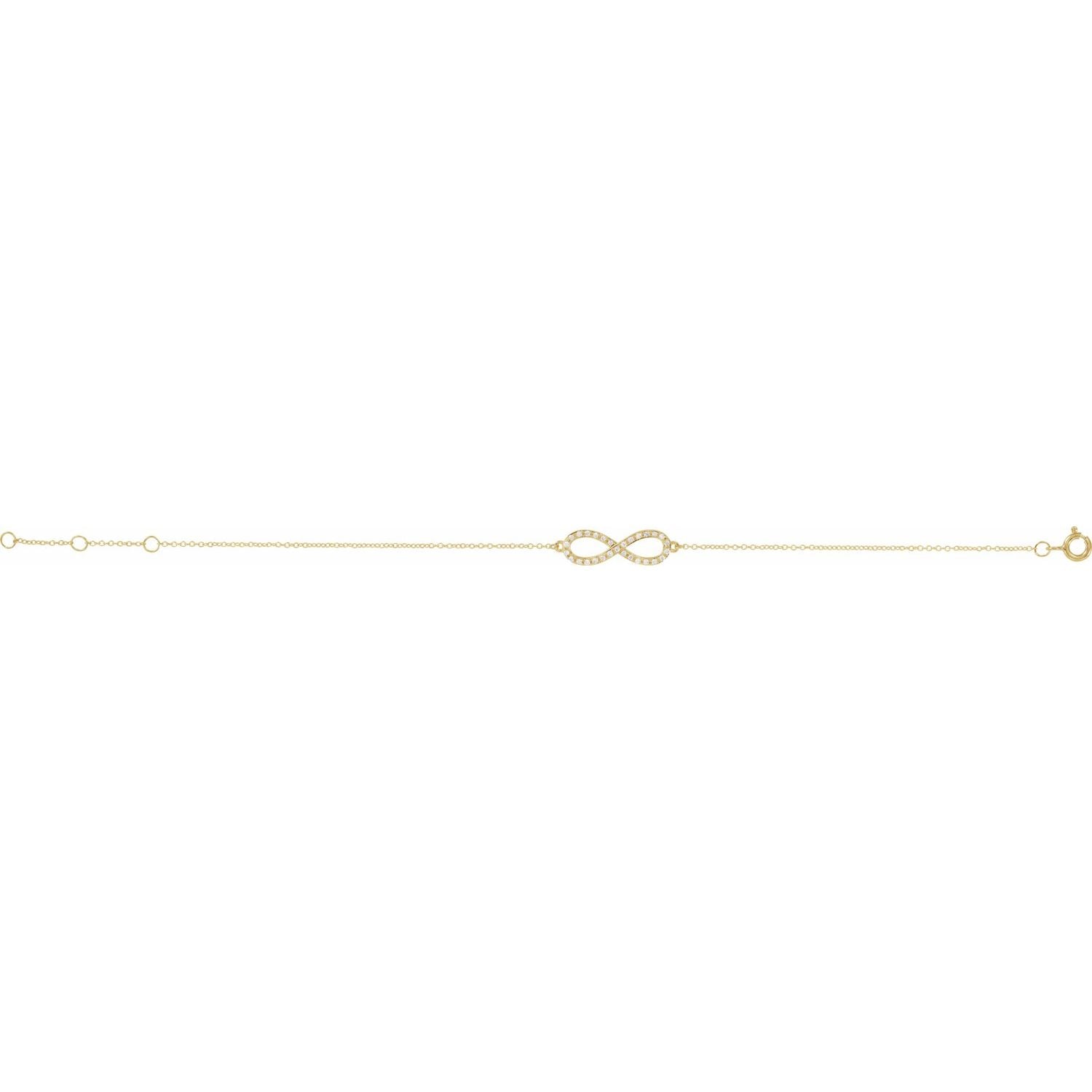 14K Gold Natural Diamond Infinity-Inspired Bracelet