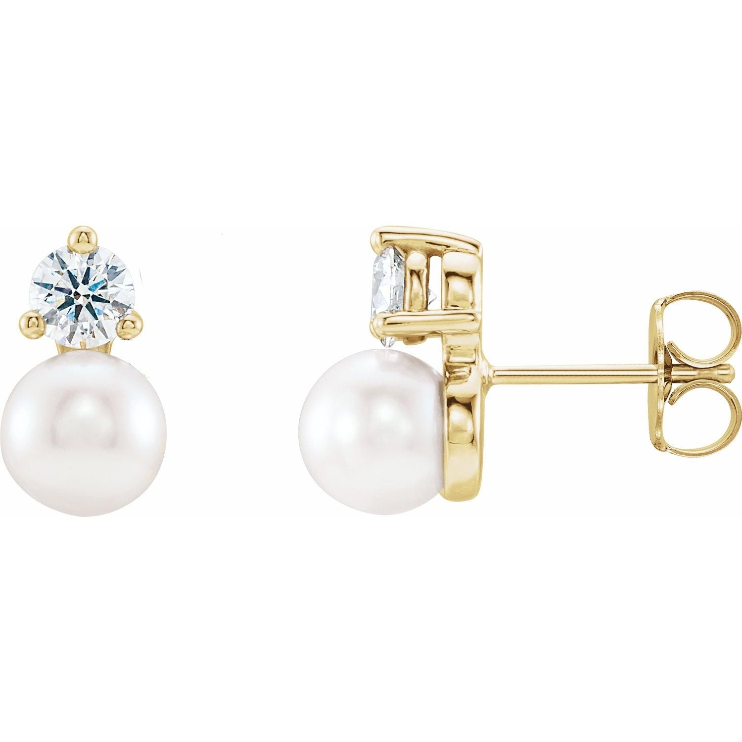 Madge Freshwater Cultured Pearl and Diamond Earrings