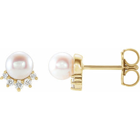 Maggen Freshwater Cultured Pearl and Diamond Earrings