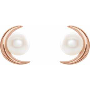 Crescent Moon Pearl Earrings